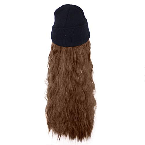 Fashion Long Curly Hair Hat Wig One Knit Hat Wool Curl Corn Perm Curl